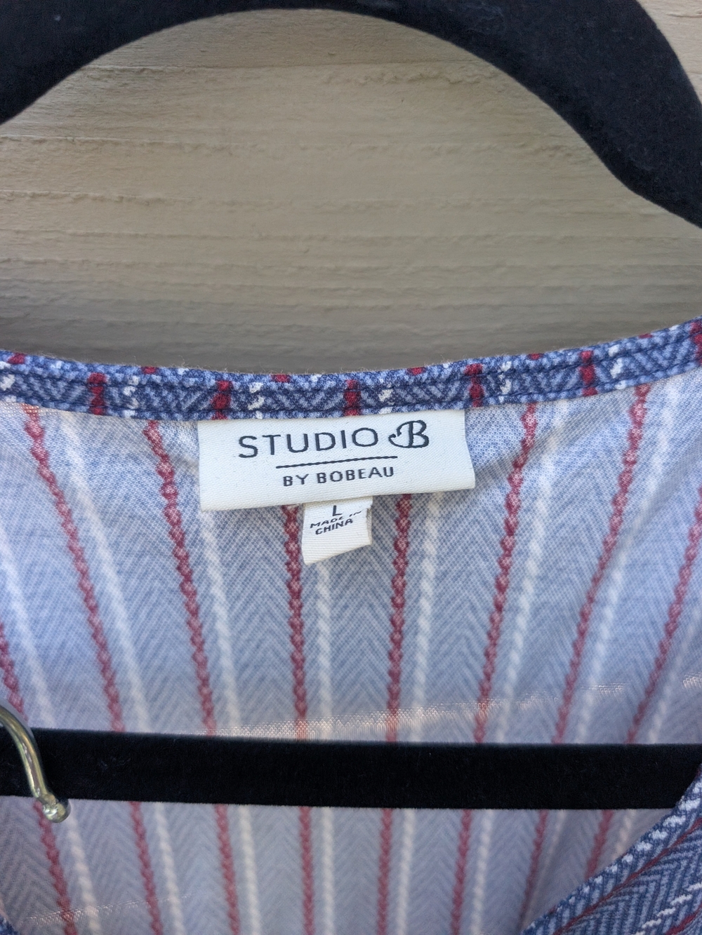 Men’s Blue and Red Striped Shirt